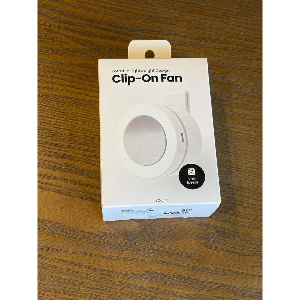 Portable Lightweight Clip-On Fan White Rechargeable 3 Speed 360 Degree Rotation